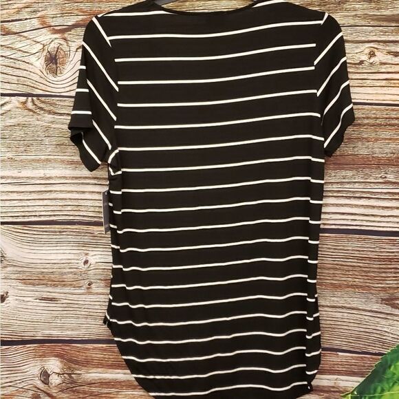Strazzi NWT black/ bone stripped tunic length top - Picture 3 of 6